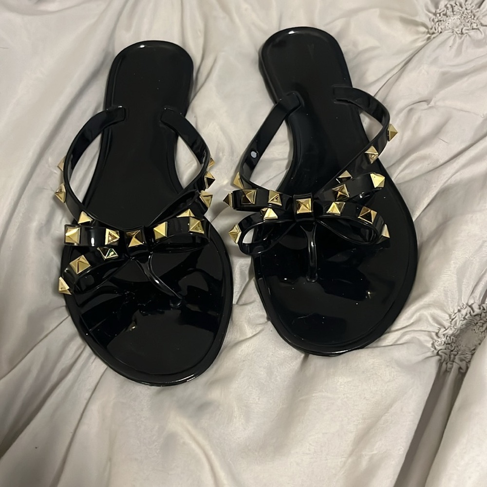 Women's Fashionable Studded Bow Tie Flat Sandals - Picture 5 of 8